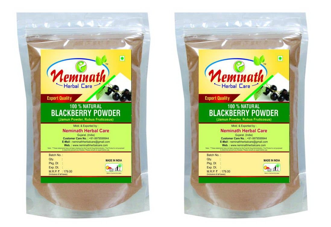 Neminath Herbal Care 100% Natural Blackberry Fruit (Jamun) Powder (Pack Of 2) (200 Grams)