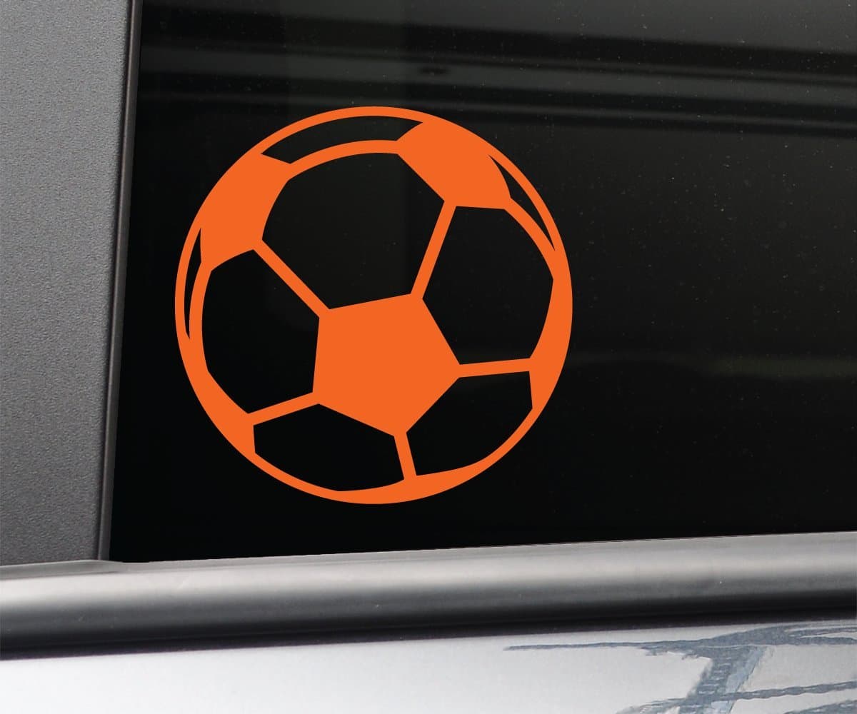Soccer Ball Vinyl Decal Laptop Car Truck Bumper Window Sticker - Orange