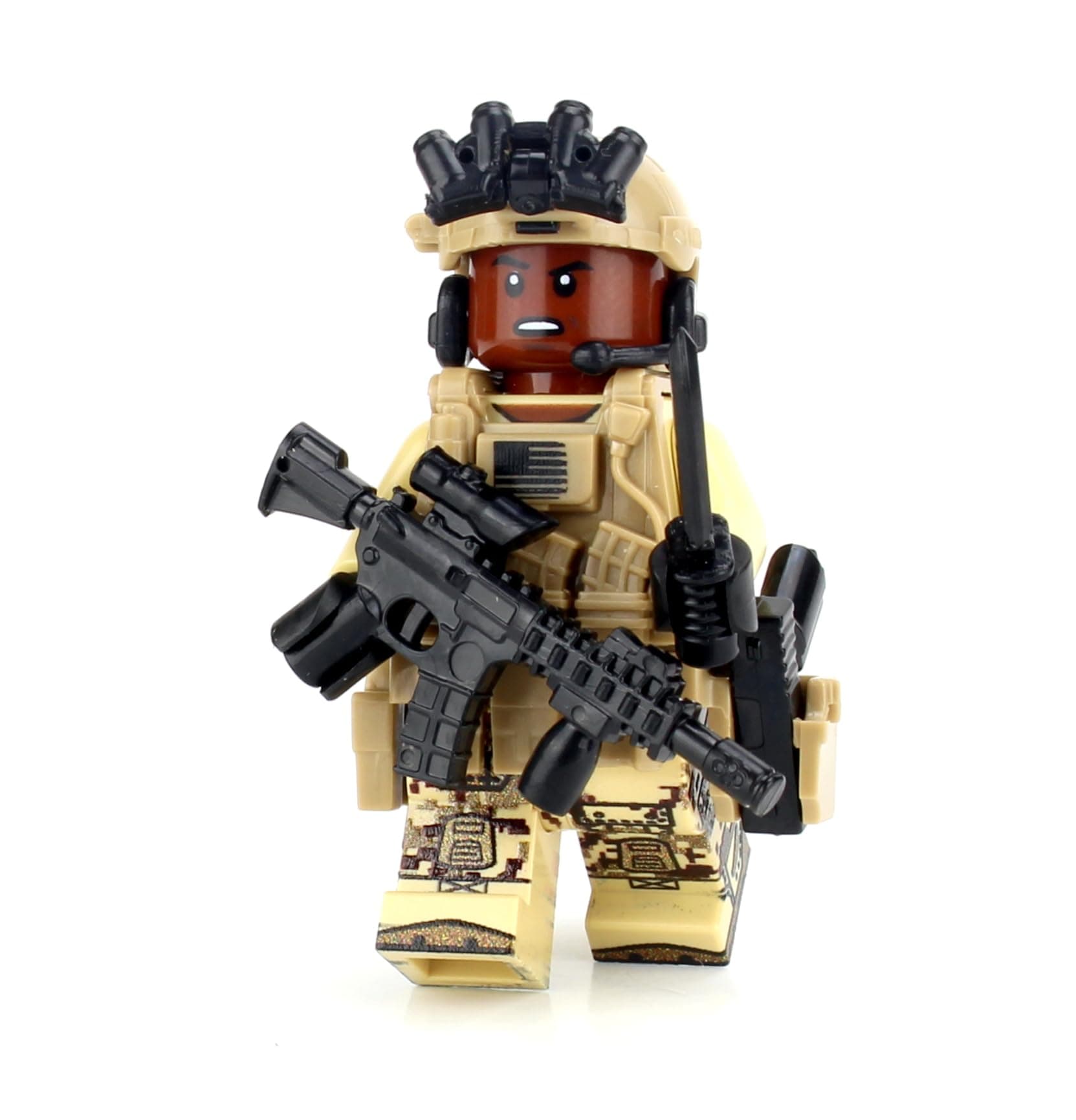 Battle Brick 1.6 Inches Tall African American Special Forces Soldier Custom Minifigure | Accessories Made in The USA | Genuine Military Minifig | Great Gift for Ages 10+ to Adult AFOL