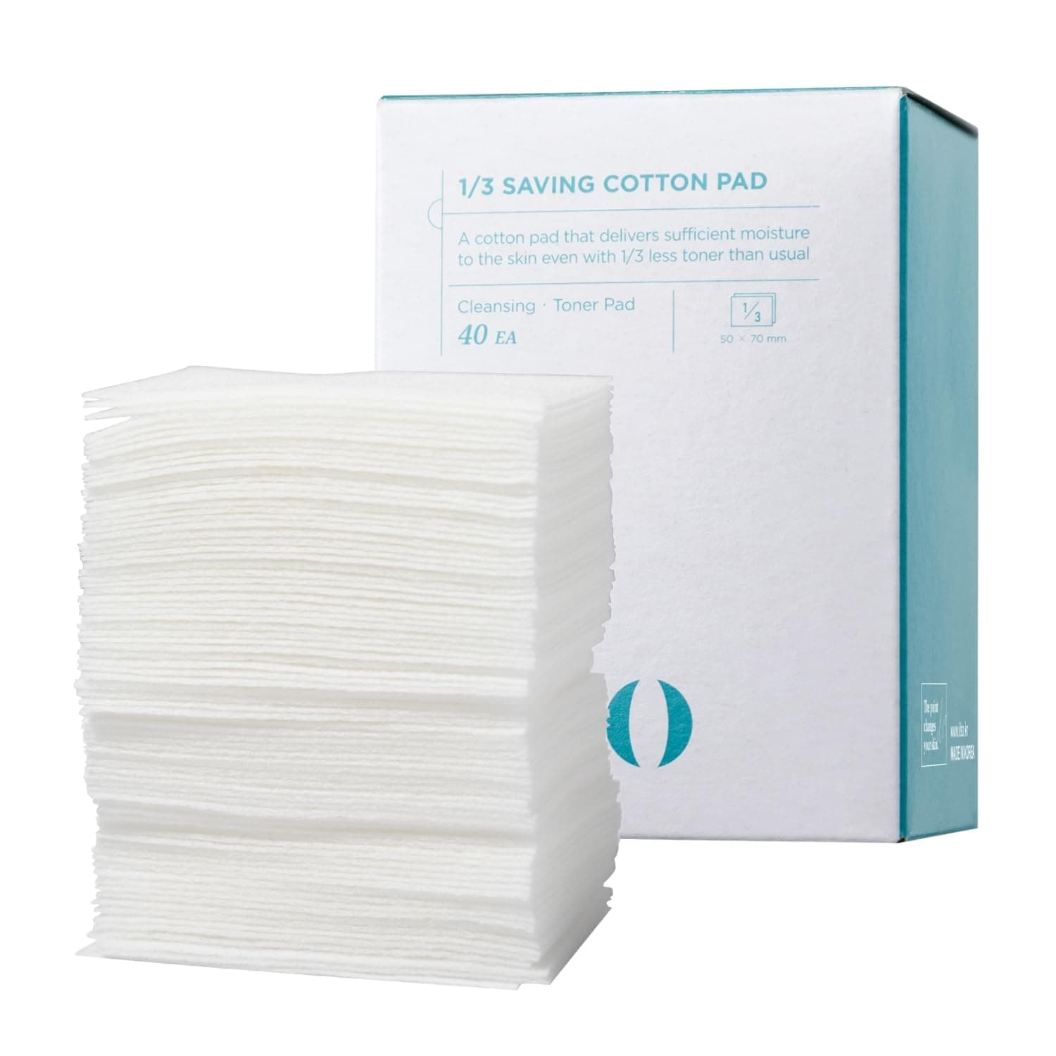 ILSO 1/3 Saving Cotton Pad, Thin Layer Suitable for DIY Toner Pads and Masks, 40pcs Korean Skin Care(50x70mm)