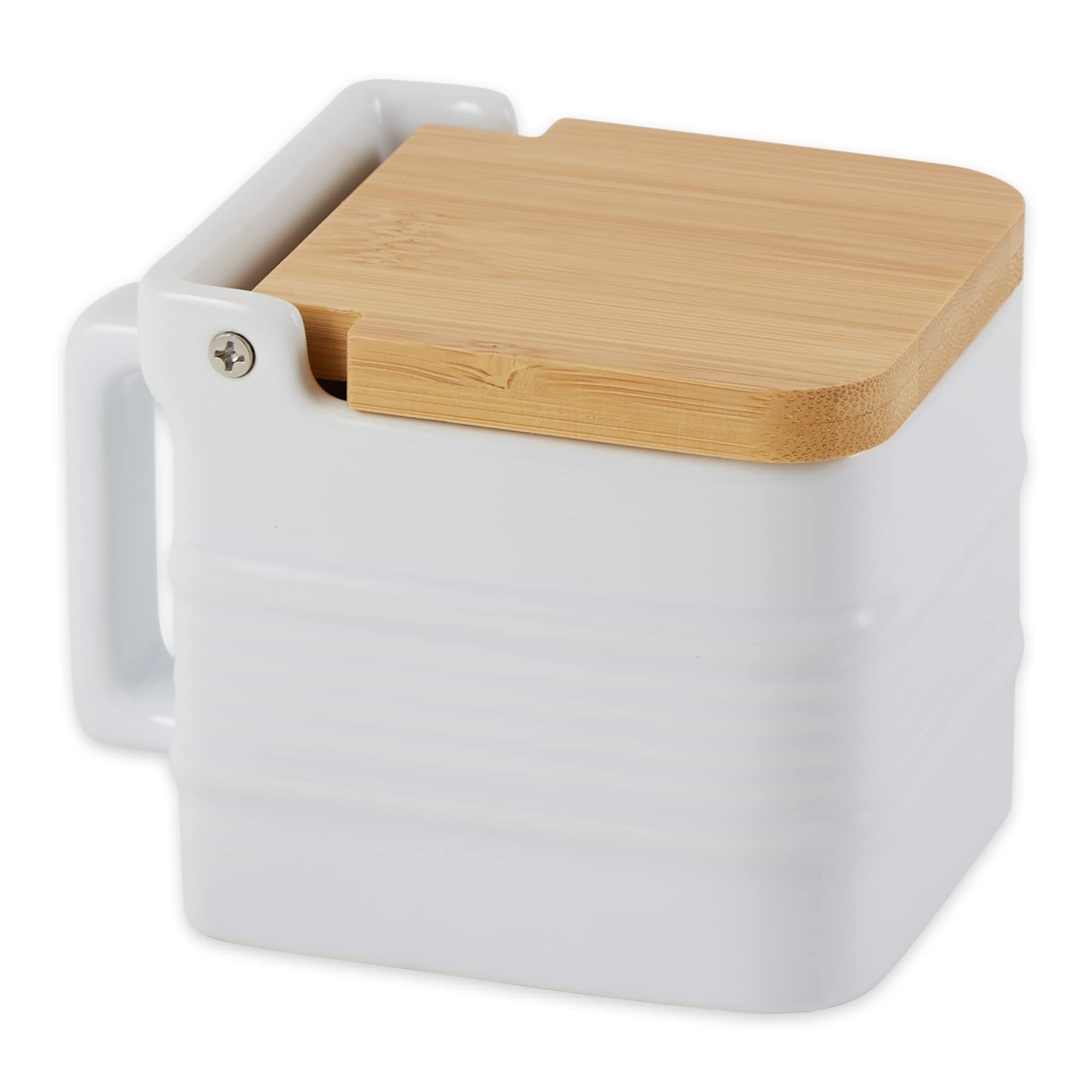 White Stoneware Kitchen Collection, Salt Box, 4.5x3.25x3.5"