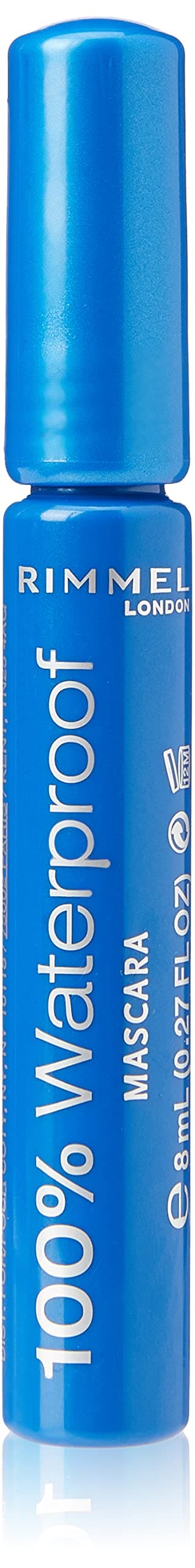 Rimmel London 100% Waterproof Mascara, Black, 8 ml