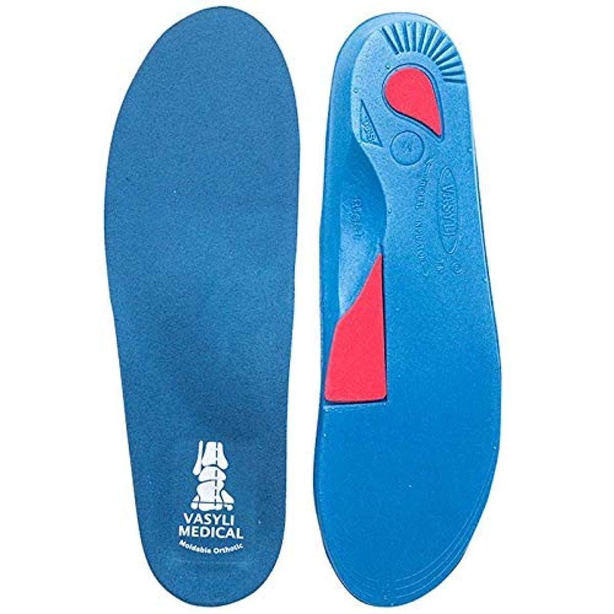 Custom Full Length Insoles, Blue, Small, Heel Grid Reduces Slippage, Medium Density, Biomechanical Control, Effective Pain Relief, Treats Pronation, Built-In Rearfoot Varus Angle