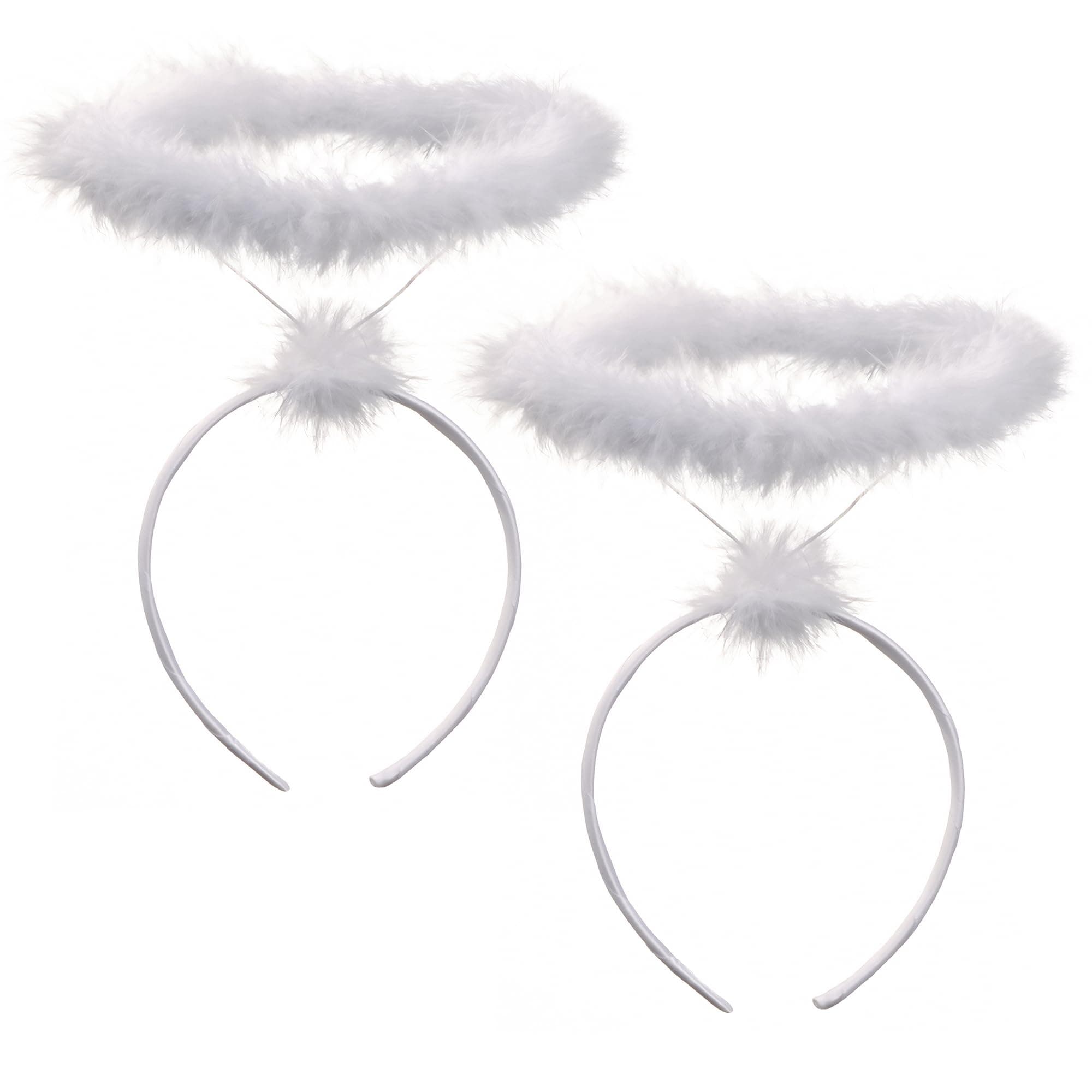 White Angel Halo Headbands – Feather Halo Costume Headpieces – Festival & Cosplay Costume Accessory (2 Pack)