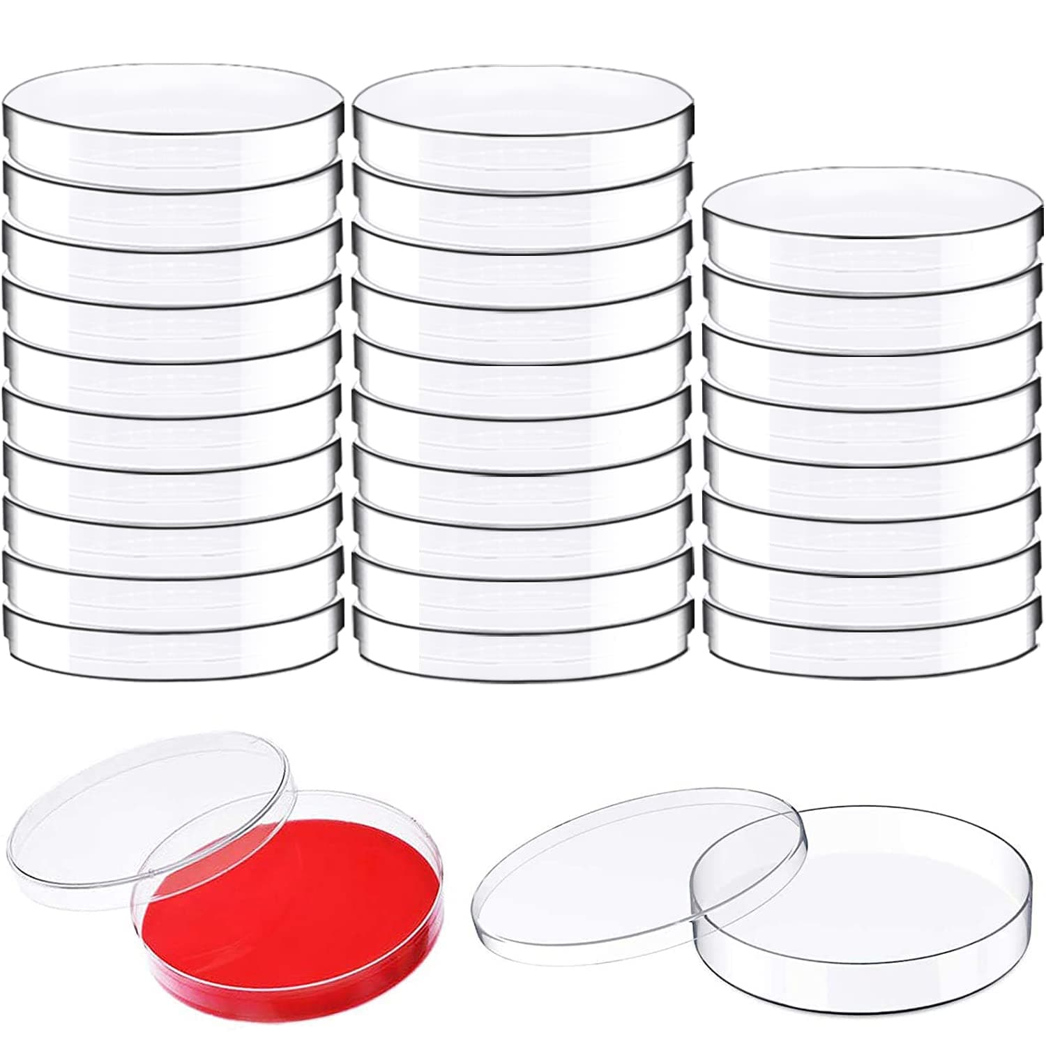 Plastic Petri Dishes with Lids,90 x 15mm Clear Plastic Petri Dish,Culture Dishes for School Science Projects,Seeding,Storage,Biological Themed Party,30 Pack