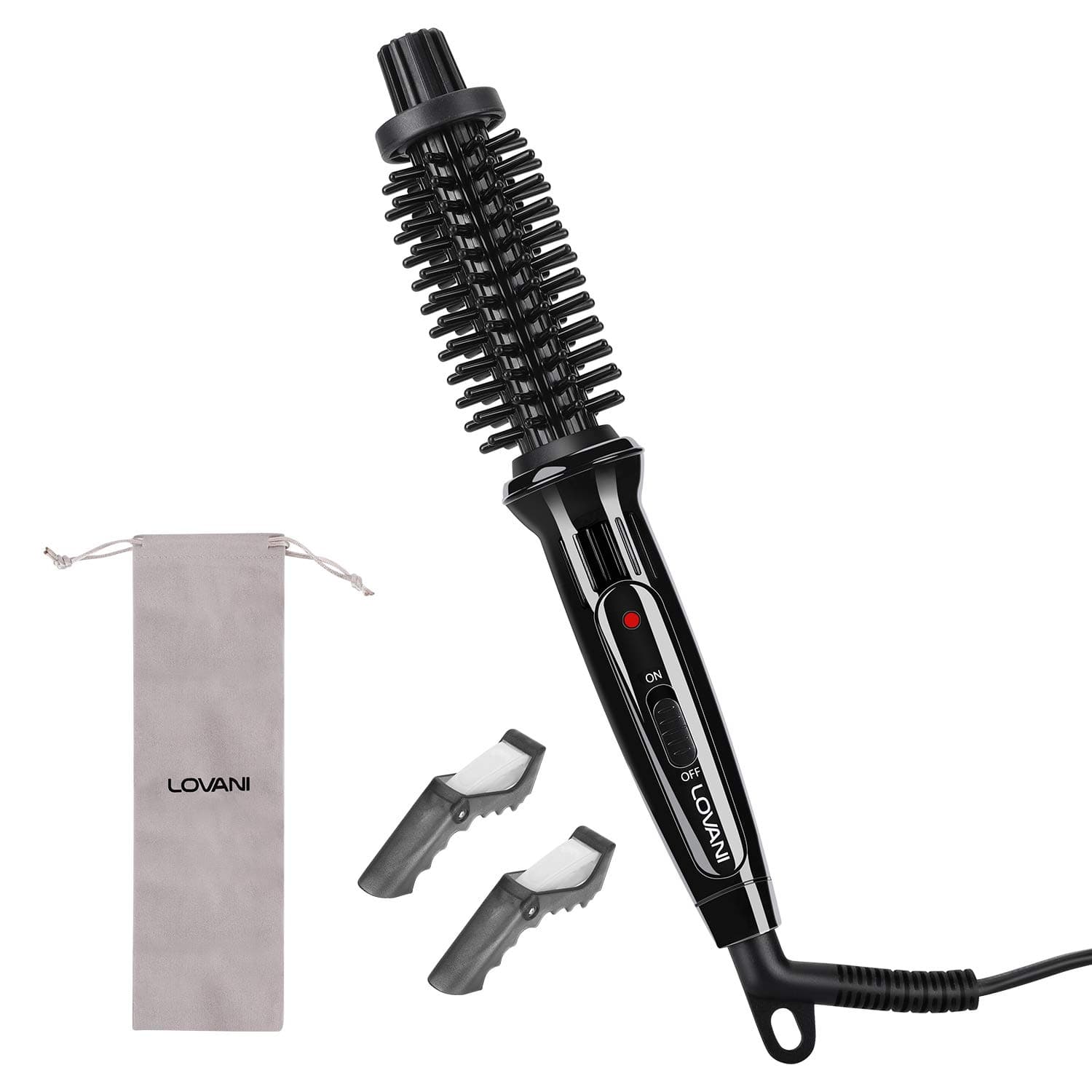 LOVANI Mini Travel Curling Iron Brush 3/4 Inch, Small Curling Brush for Short Hair, Bangs & Fine Hair, Portable Anti-Scald Hot Curler, Dual Voltage with Travel Bag