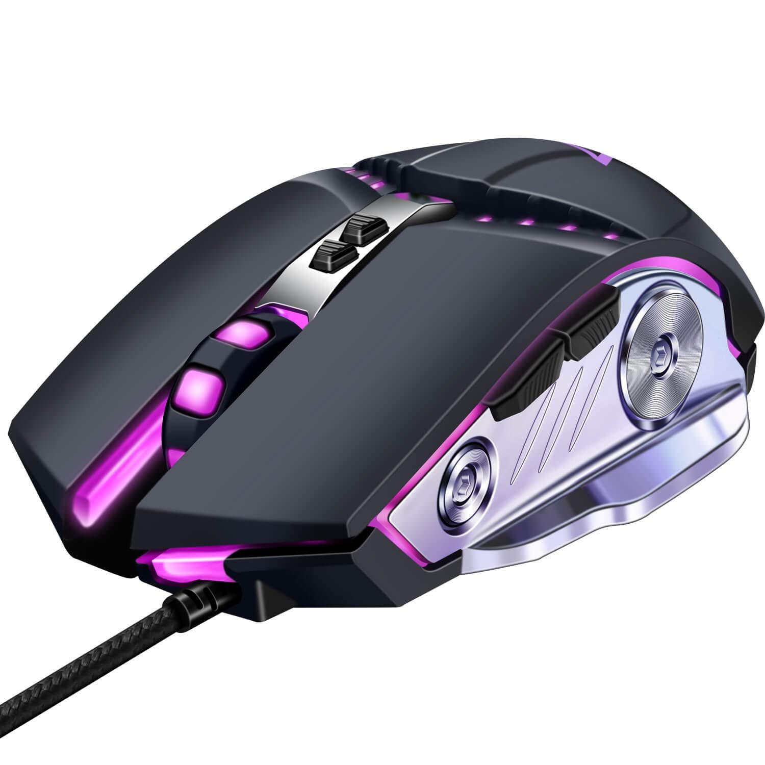 LENRUE V1 Gaming Mouse Wired Ergonomic Computer Mice with 6 Programmable Buttons 4 Circular & Breathing LED Light 4 Adjustable DPI Up to 2400 for PC Mac Laptop and Gamer