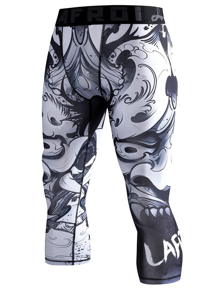 LAFROI Men's Compression Fit 3/4 Tights Leggings with Pcoket/Non-Pocket-YSK10