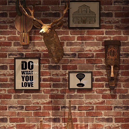 – Okydoky Rustic Red Brick Peel and Stick Self-Adhesive Vinyl Waterproof Vintage Wallpaper - Self-Sticking Contact Paper for House Decoration - No.57104-3