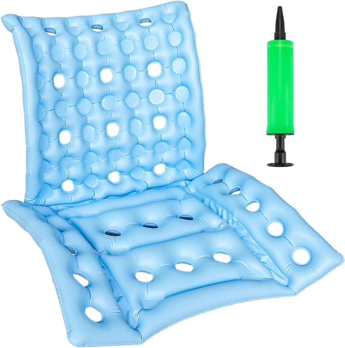 ALMEKAQUZ Wheelchair Cushions, Anti-Decubitus Wheelchair Inflatable Seat Cushions for Butt, Breathable Backrest Air Cushion Bed Cushion for Prevent Sores,Portable Travel Seat Cushion with Pump