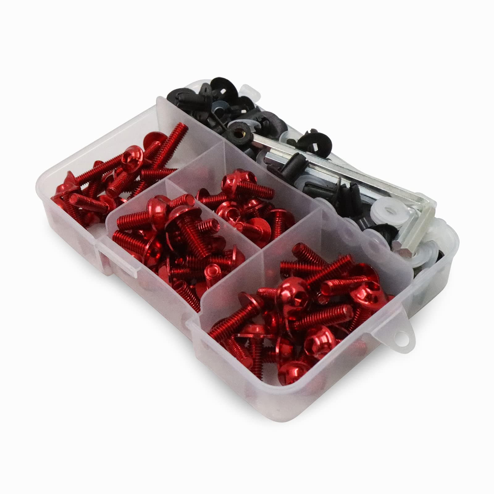 Worldmotop Fairing Bolt Kit Screws Fasteners Universal Compatible with Yamaha Honda Kawasaki Suzuki BMW,Fairing Bolt Kits Metric Bolts and Nuts Kit(red)