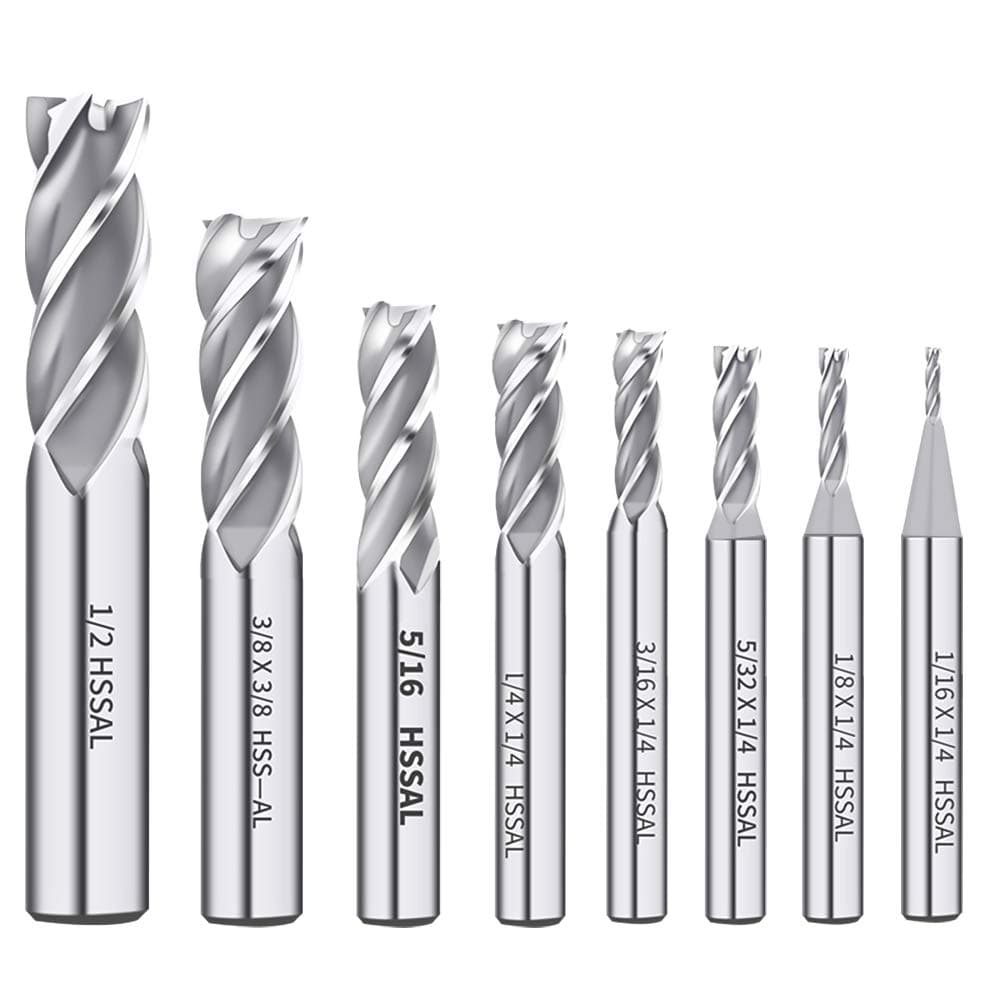 1/8" 3/16" 1/4" 5/16" 3/8" 1/2"high Speed Steel HSS 4 Flute Straight End Mill Cutter Set of 6