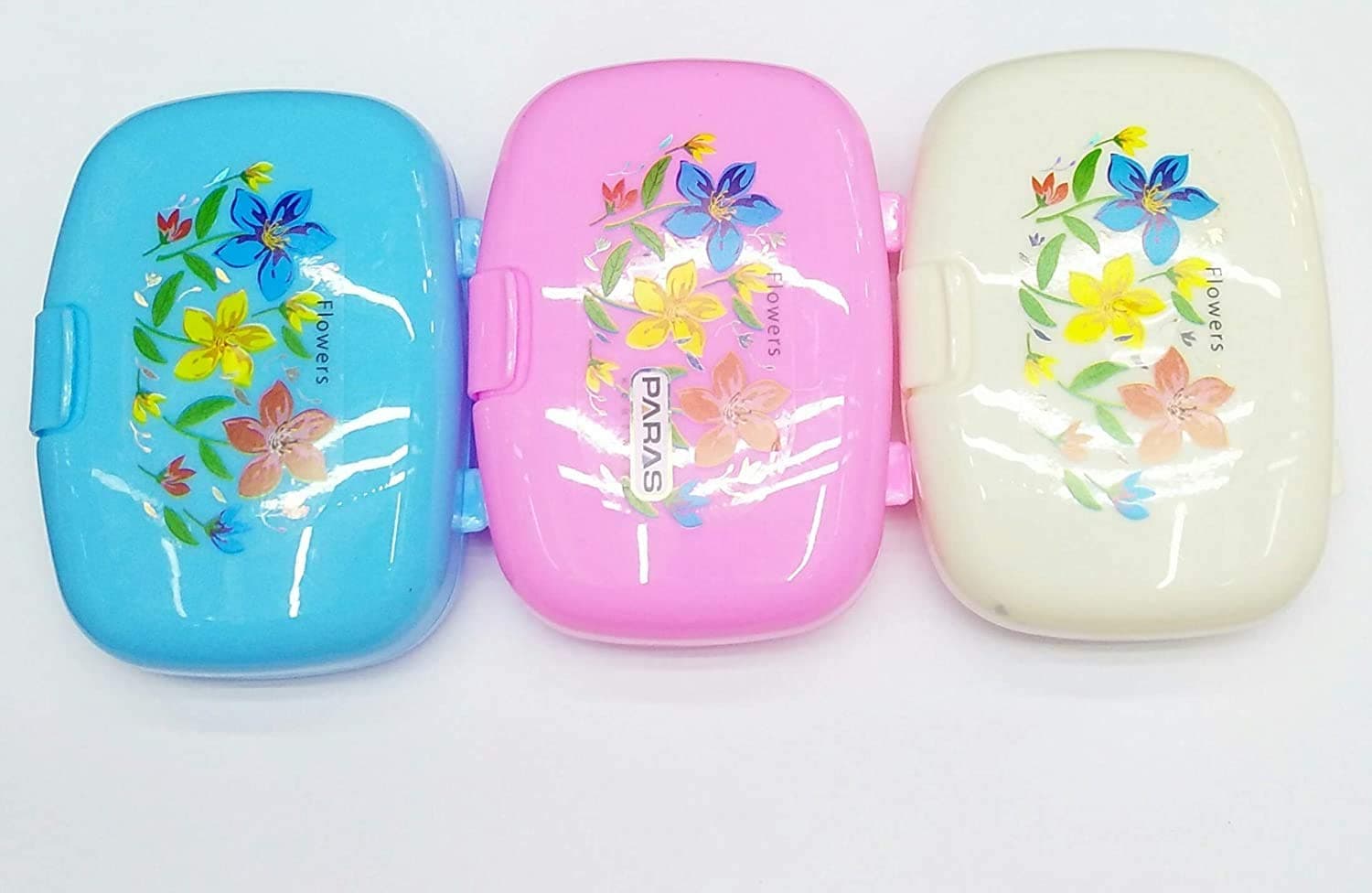 BEAUTRISTRO Plastic Travel Soap Cases Holder for Bathroom (12 X 8 X 4.5 cm, Random Colour) -Set of 3 Pieces