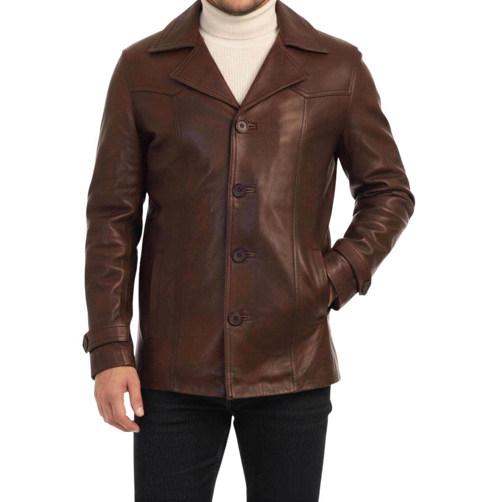 Mens Heist Vintage Brown Leather Jacket - A Perfect Winter Choice for Style-Savvy Men - Real Leather Craftsmanship and Smart Casual Mens Jackets Fit