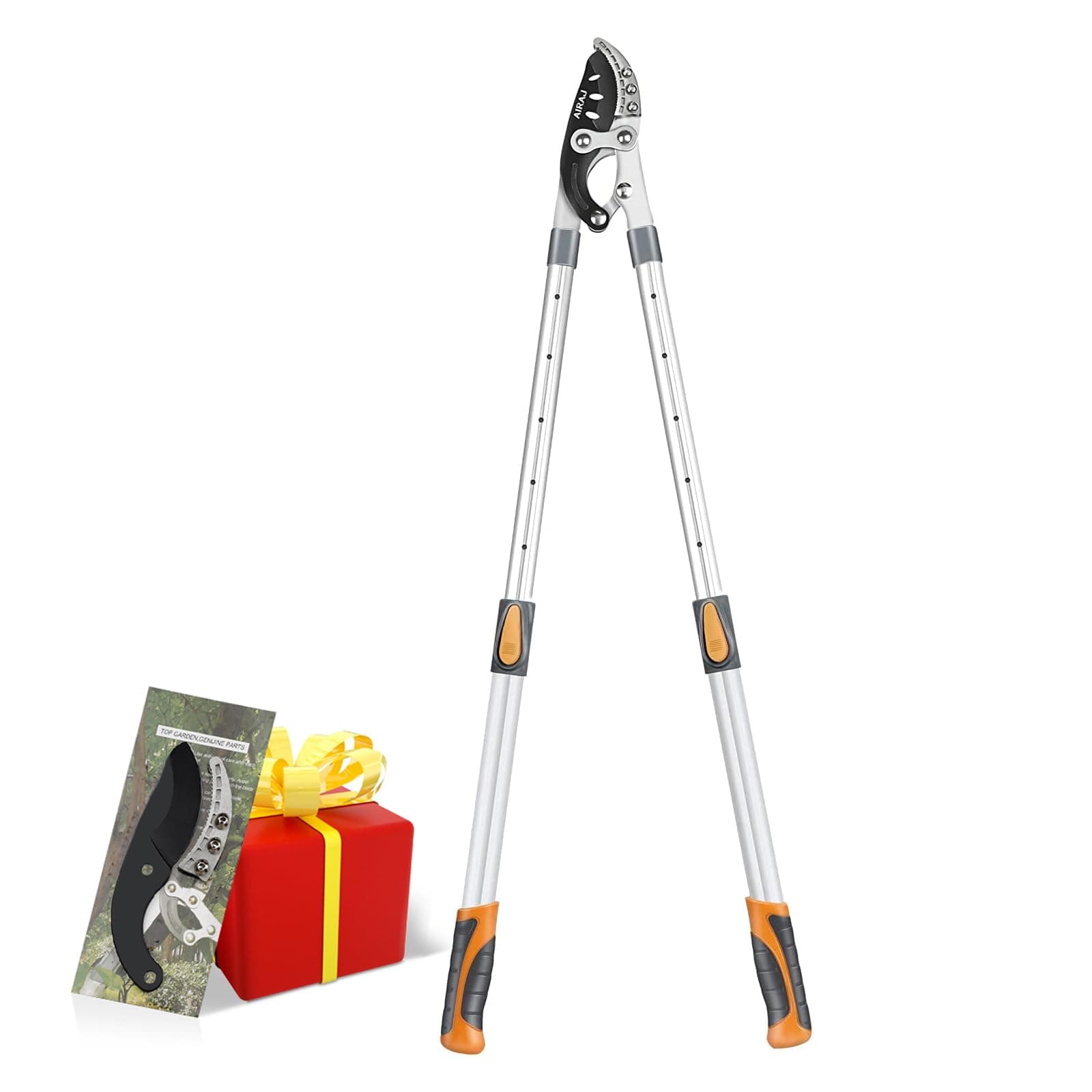 Telescoping Anvil Loppers, Heavy Duty Branch Cutter Tree Trimmer with SK5 Steel Spare Blade, 27-41''Adjustable Aluminum Handle, Labor-Saving Garden Tools for Cutting Thick Branches Up to 2 Inch