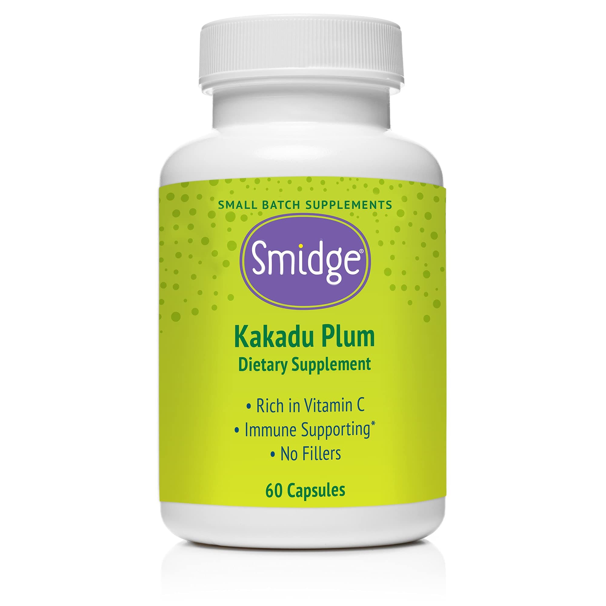 Smidge® Kakadu Plum Capsules, 60 ct. Pure, Non-GMO Vitamin C from Australian Kakadu Plum. No Fillers, No Ascorbic Acid