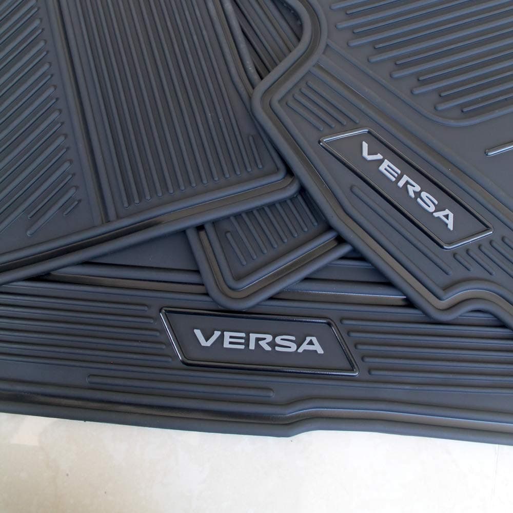 Car Floor Mats for Versa OEM Genuine - All Weather-Rubber - Heavy Duty - (2012, 2013,2014,2015,2016,2017,2018,2019) Complete Set (Black)