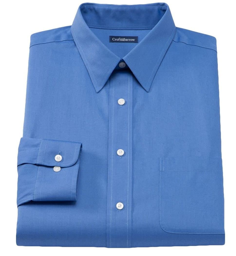 Croft & Barrow Mens Fitted Point Collar Dress Shirt Blue