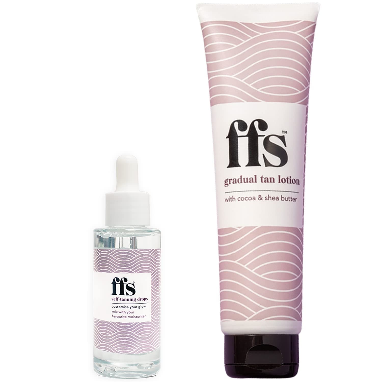 FFS Beauty Gradual Tan and Tanning Drops - 150ml Hydrating Body Self Tanner with 30ml Drops for Daily Moisturising - Streak Free Long Lasting Glow - 2 pcs