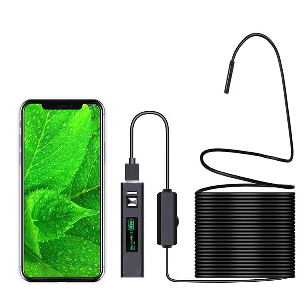 Inspection Endoscope WiFi 1200P HD Borescope Waterproof IP68 Snake Pipe Camera with 8 LED & 5M(16.4ft) Semi-Rigid Cable for iOS Android iPhone Windows Mac
