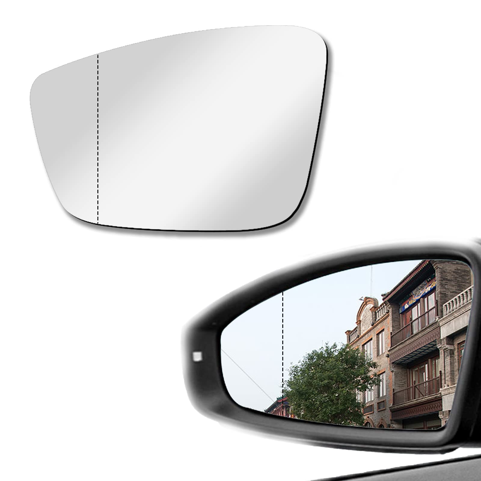 Left Driver side View Heated Mirror Glass Replacement for 2011 2012 2013 2014 2015 2016 2017 2018 Volkswagen VW Passat Jetta Beetle Side Mirror Glass With Rear Holder