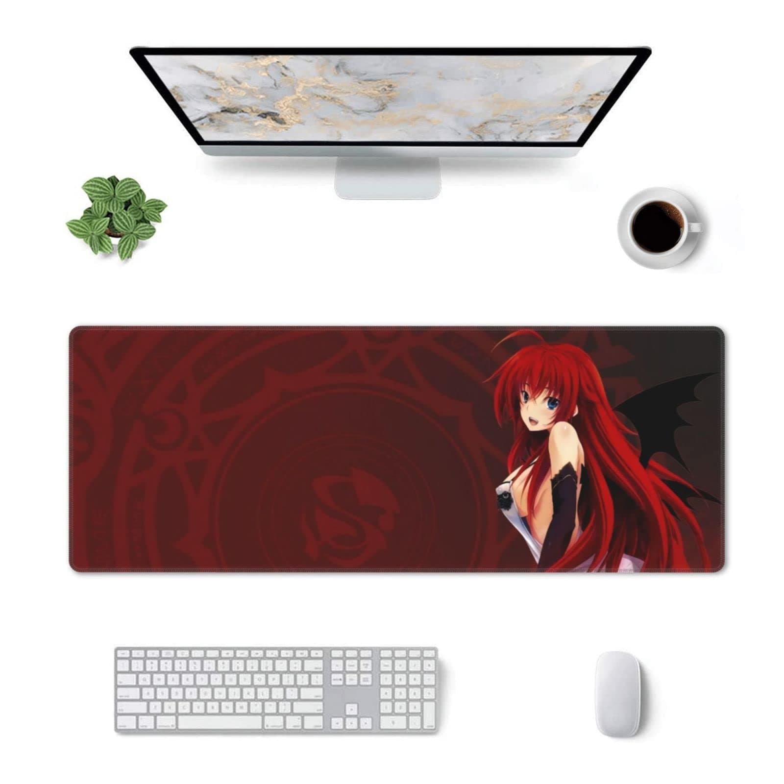 Anime Mouse Pad Anime High School DxD Rias Gremory Large Non-Slip Gaming Mouse Pad for Office Game Home 31.5x11.8 inch
