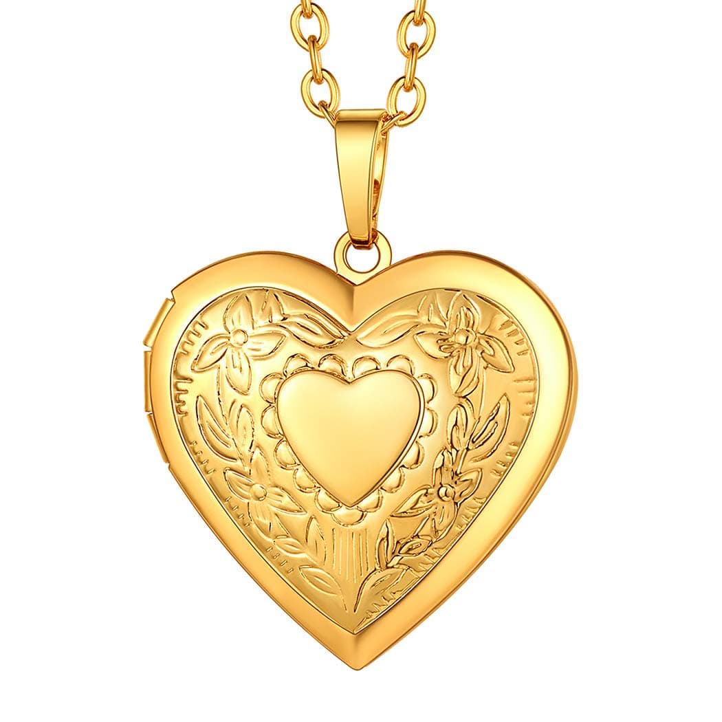 Heart Locket Necklace That Holds Pictures, 925 Sterling Silver/18K Gold/Platinum Plated Heart/Angel Wing/Tree of Life Photo Pendant with Adjustable Chain 20", Custom Photo/Text Jewelry for Women