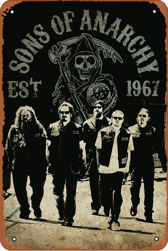 muecddoaSons of Anarchy Poster - Reaper Crew Vintage Metal Tin Sign,Wall Decor For Bars,Coffee Bar Decor,Home Wall Decor 12X8 Inch