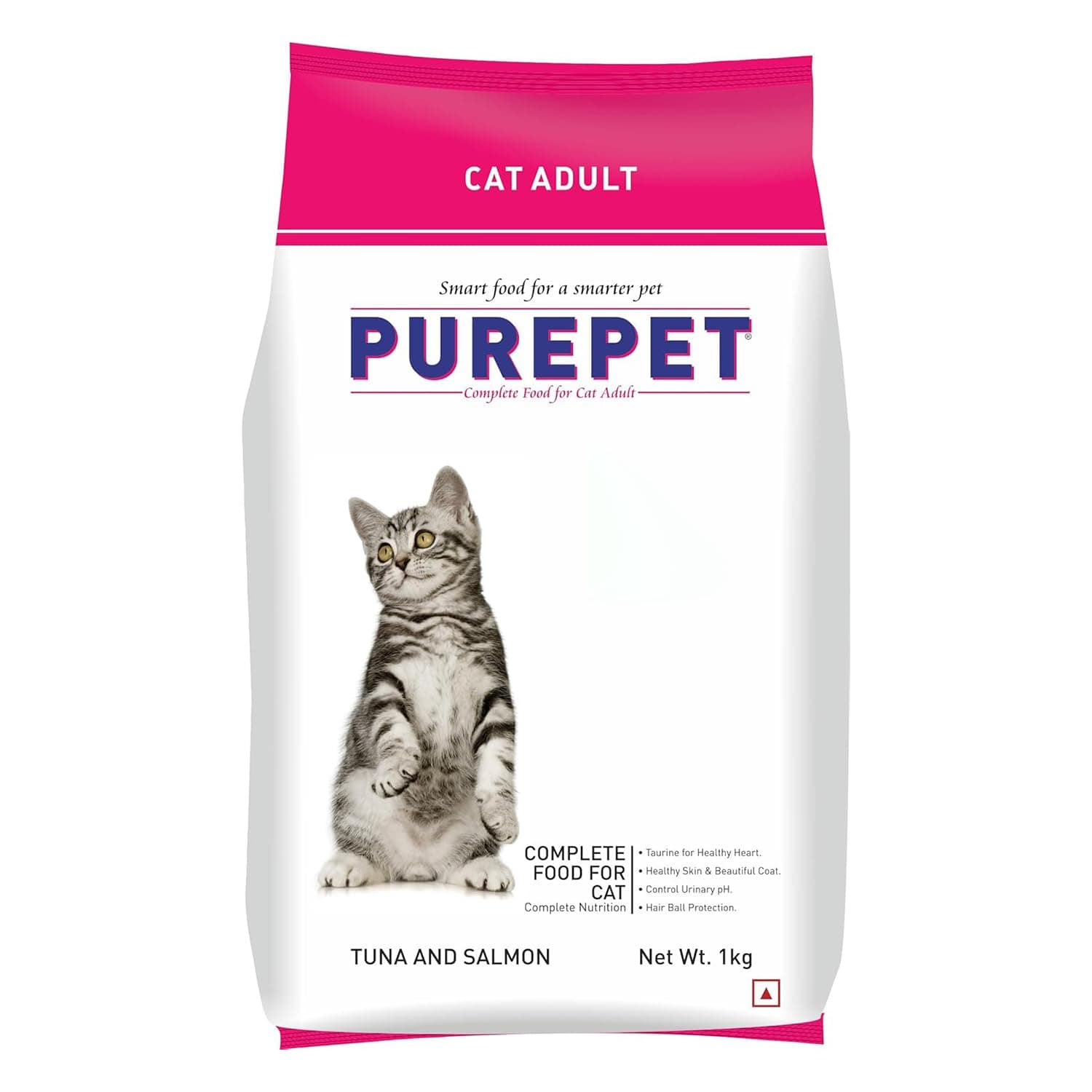 Purepet Adult Dry Cat Food 1kg | Tuna & Salmon Flavour | Hairball Protection | Heart Care with Taurine | Skin Health
