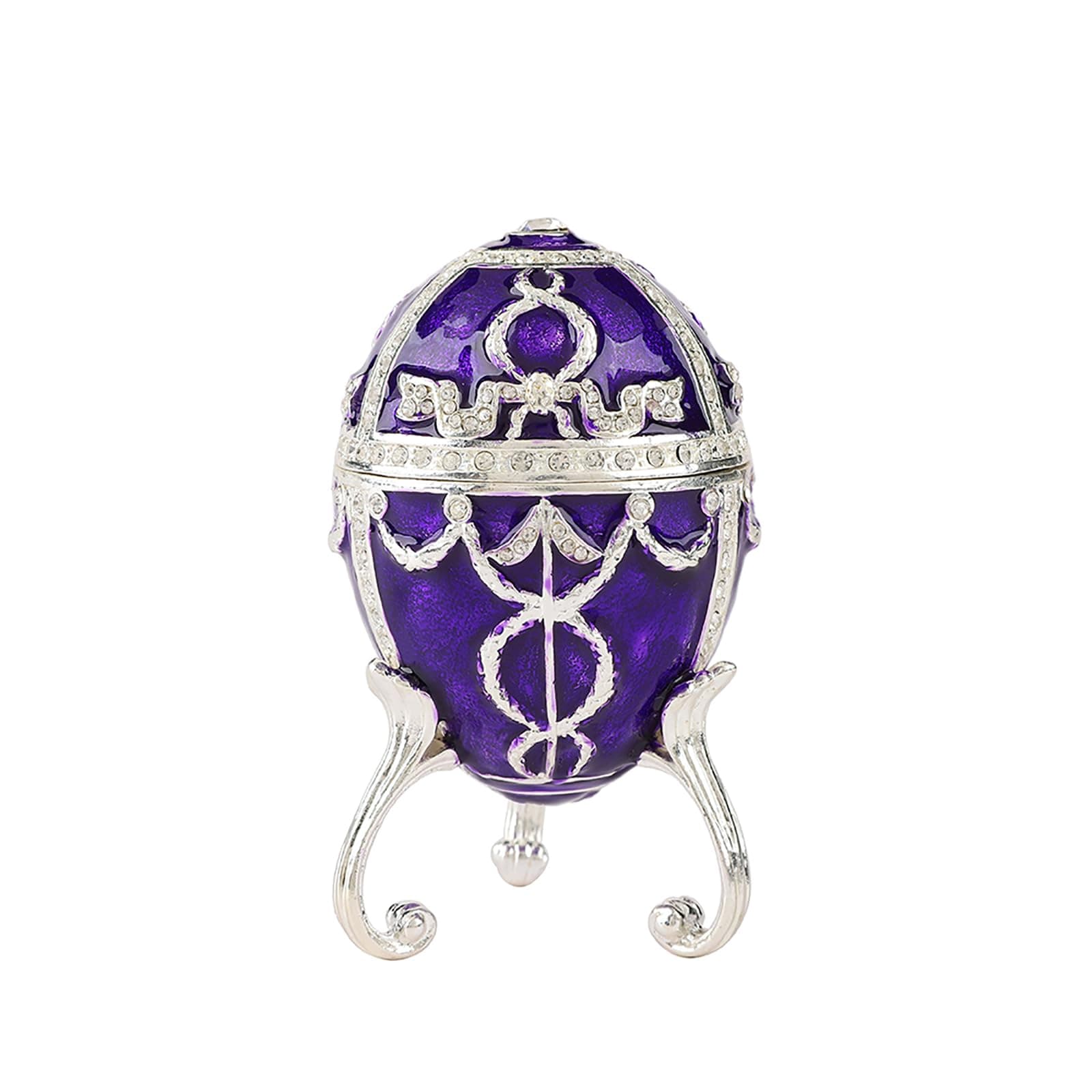 Hand Painted Purple Easter Egg Style Trinket Box Hinged, Unique Gift for Family