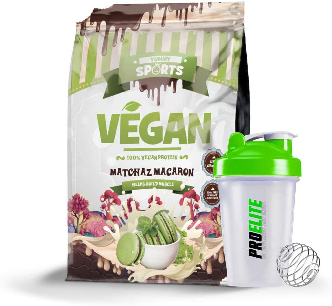 Yummy Sport 100% Plant Based Vegan Protein 1KG Powder (Matchaz Macaron) 100% Vegetarian Protein Shake