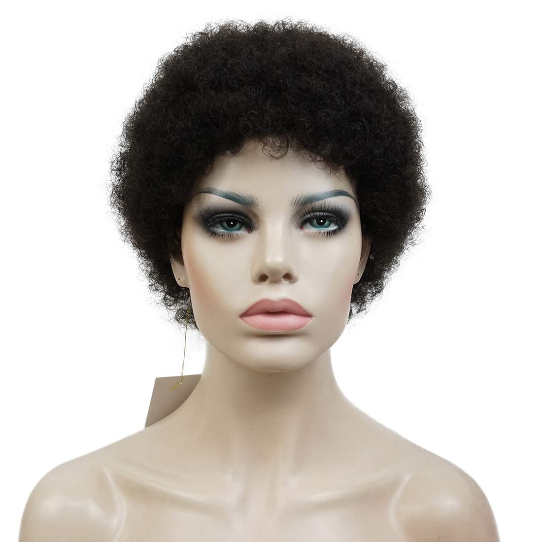 Lydell 100% Human Hair wigs for Black Women African American Kinky Curly Short wig (Dark Brown)