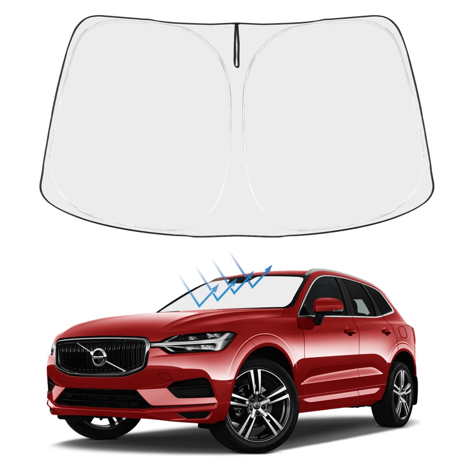 Proadsy Windshield Sun Shade for Volvo XC60 SUV 2018-2024 2025 2026 Foldable Sunshade Protector Blocks UV Rays Keep Car Cooler Accessories