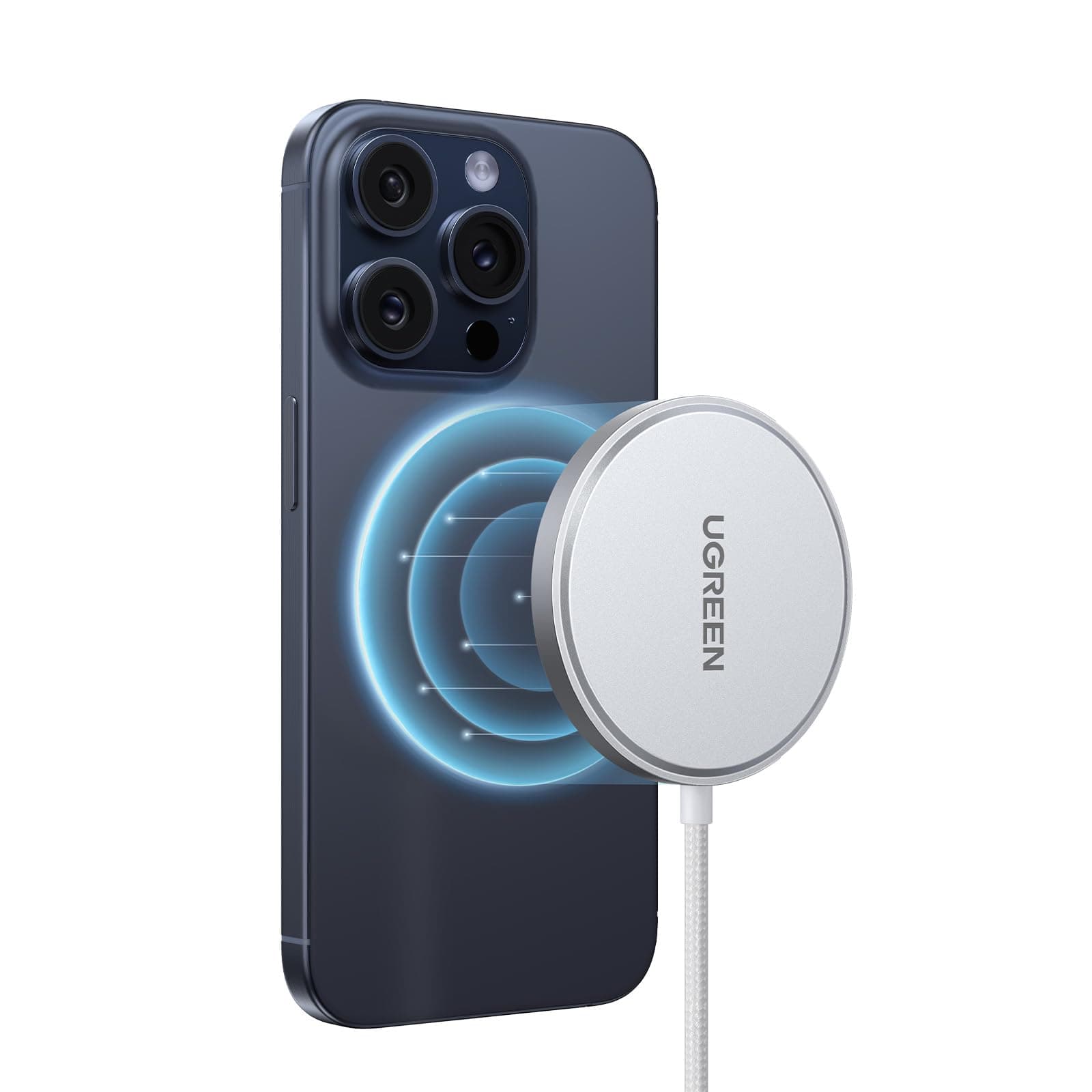 Qi2 Magsafe Charger iPhone 15W【Apple MFi Certified】Magnetic Wireless Charger for Airpods Charging Pad Fast Charging Type C Braided Cable for iPhone 16/15/14/13/Series and AirPods 3/2/Pro