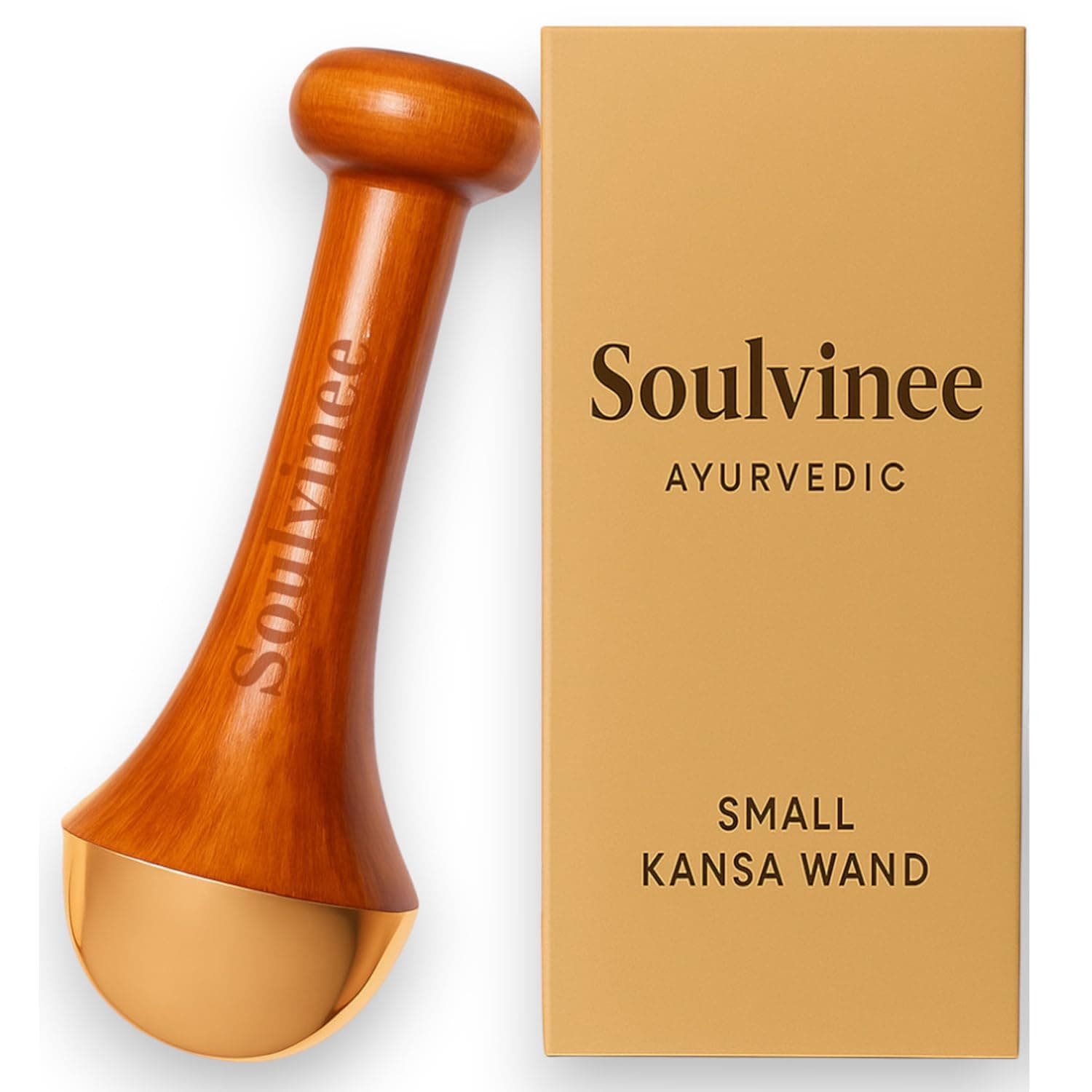 kansa wand face (small) BRONZE SIZE - 4.5 CM/bronze Foot Massager With Wooden Handle For Detoxification And Deep Relaxation (4.5, Natural) (Brown Small)