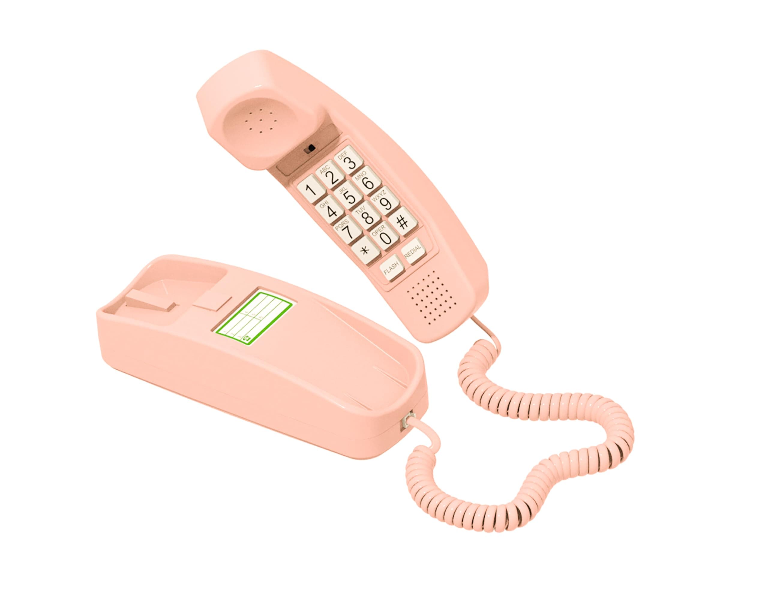 iSoho Phones Trimline Phone - For Seniors - Phone for hearing impaired - Ladies Pink - Retro Novelty Telephone - An Improved Version of the Princess in 1965 - Style Big Button