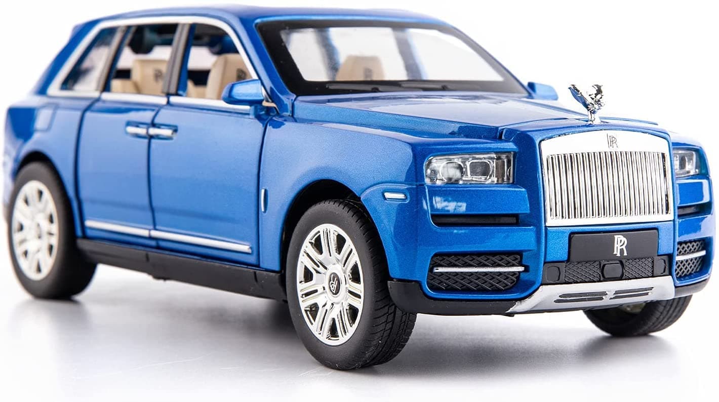 Crizer 1/24 Scale Rolls-Royce Cullinan SUV Model Car Toy, Zinc Alloy Pull Back Diecast Toy Cars Openable Doors with Sound and Light for Kids Boy Girl Gift(Rolls Royce Cullinan) (Multicolor)