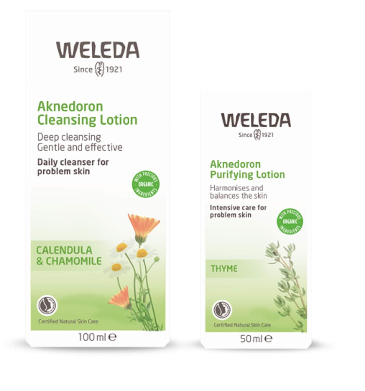 Weleda Aknedoron Purifying Lotion (50ml) and Cleansing Lotion (100ml) Set for Problem Skin