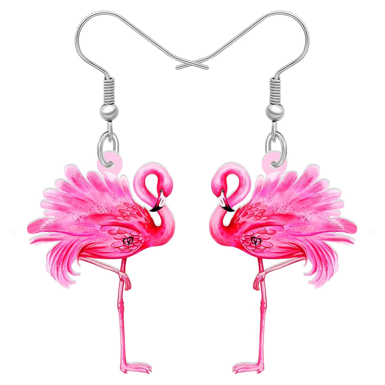 RAIDINAcrylic Cute Pink Flamingo Dangle Hook Earrings Gifts for Her Cartoon Bird Jewelry for Women Birds Lovers Charms