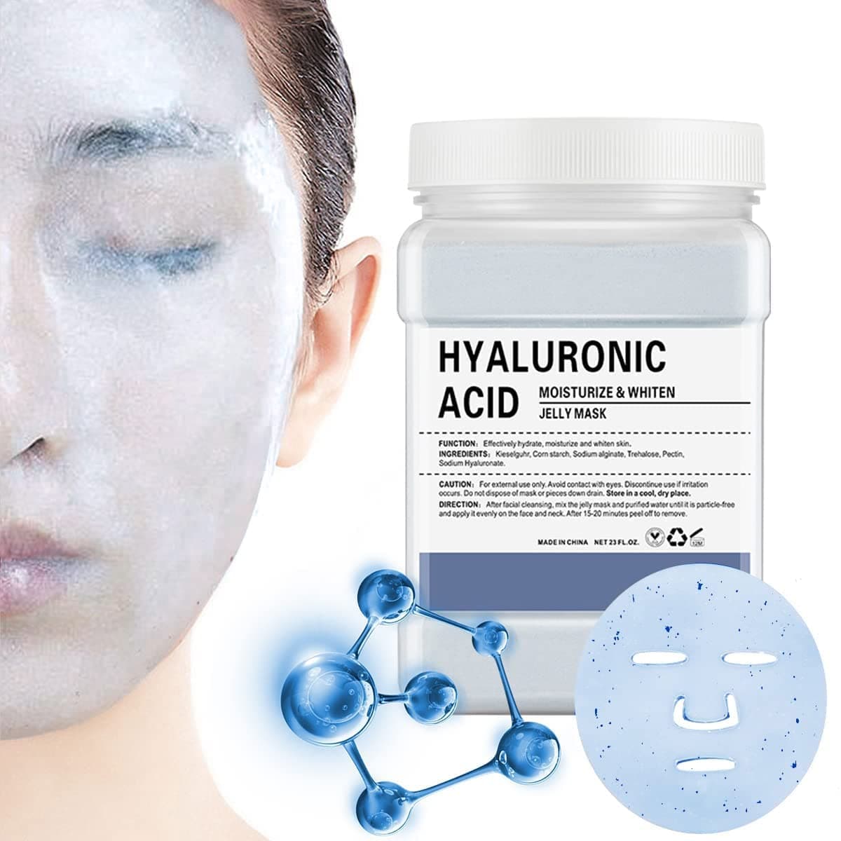 Jelly Mask Powder for Facials, Hyalorunic Acid Moisturizing Jelly Face Mask, Professional Peel Off Hydro Face Mask Powder for Fight Fine Lines