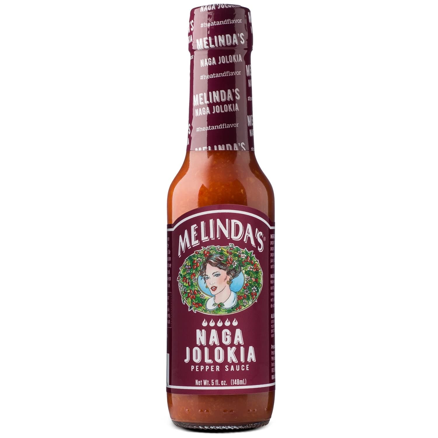Melinda’s Naga Jolokia Pepper Hot Sauce - Gourmet Naga Jolokia Hot Sauce Perfect for Adding Serious Fire to Any Meal - Fruity & Blazing, Extra Hot - Gluten-Free, Keto, Vegan, Non-GMO - 5oz