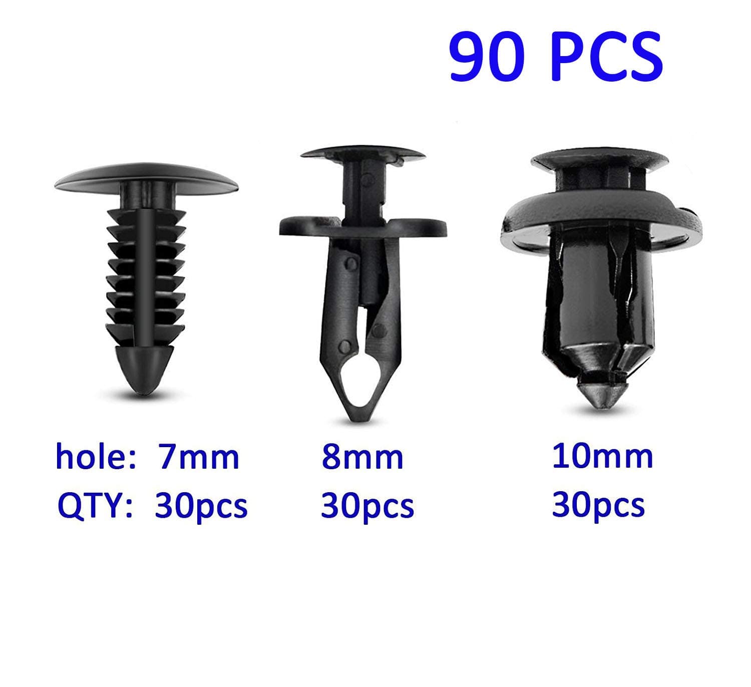 90pcs 7mm 8mm 10mm Nylon Bumper Push Fasteners Rivet Clips Expansion Screws Replacement Kit,Bumper Fastener Rivet Clips GM 21030249 Ford N807389S