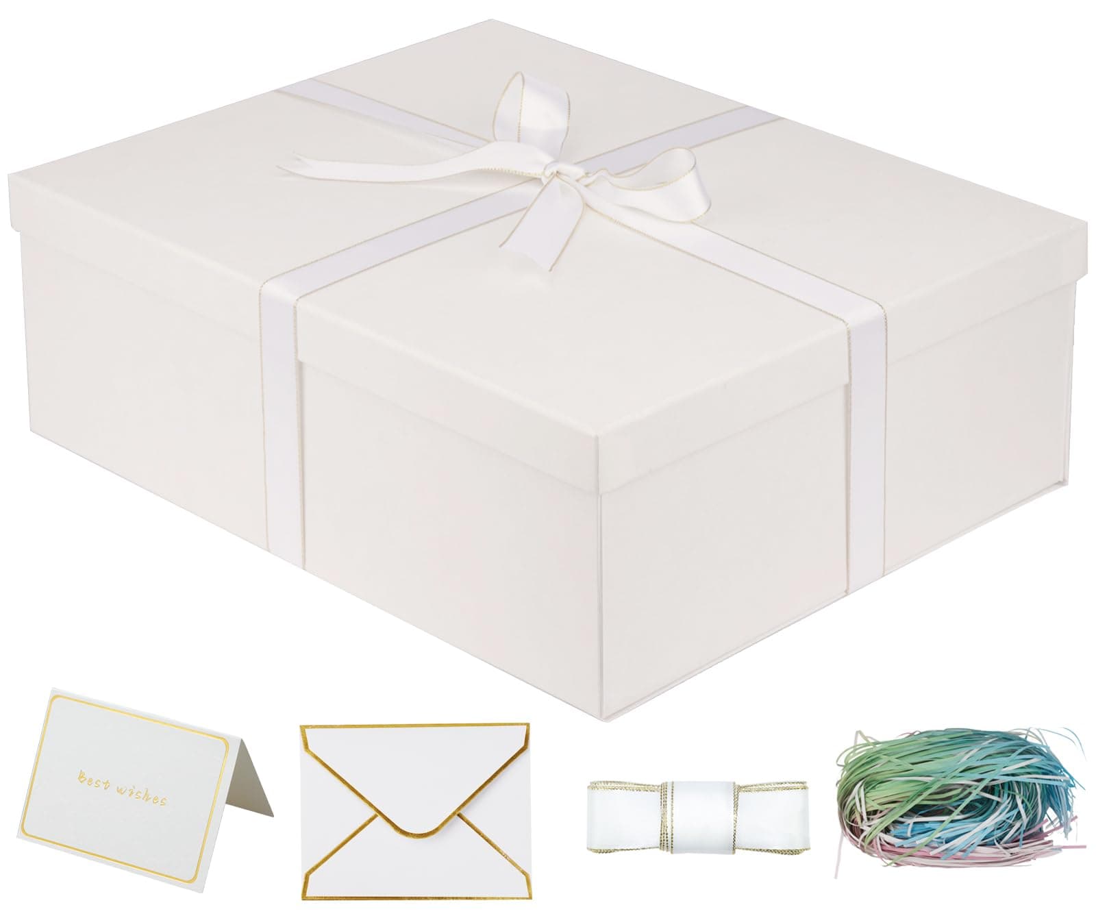 YINUOYOUJIA Large Gift Box with lid 16.5x13x5.5 inches,White Boxes for Presents,Birthday,Valentine's Day,Mother's Day,Christmas,Anniversary.