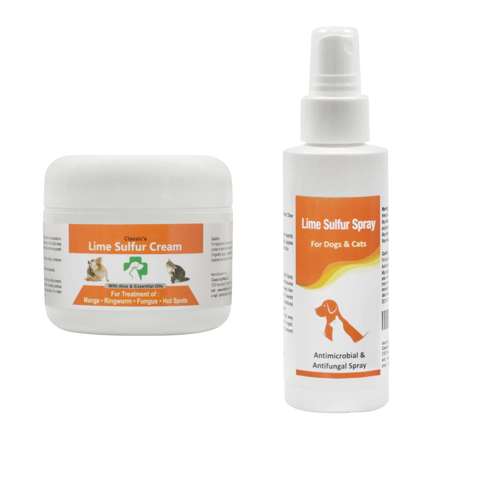 Healthy Paw Life Lime Sulfur Cream and Spray Combo for Pet Care - 50 gm and 100 ml - Treats Skin Issues, Mange, Ringworm, and More