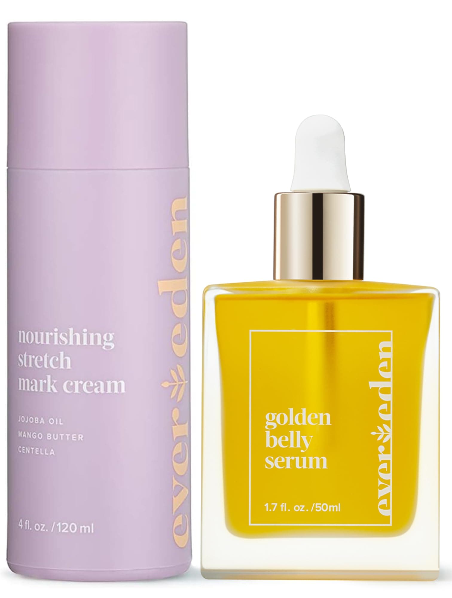 Mama Must-Have DUO - Golden Belly Stretch Mark Oil & Nourishing Stretch Mark Cream - Dermatologist-Developed Clean & Vegan Maternity Skin Care for Stretch Mark Reduction & Skin Hydration