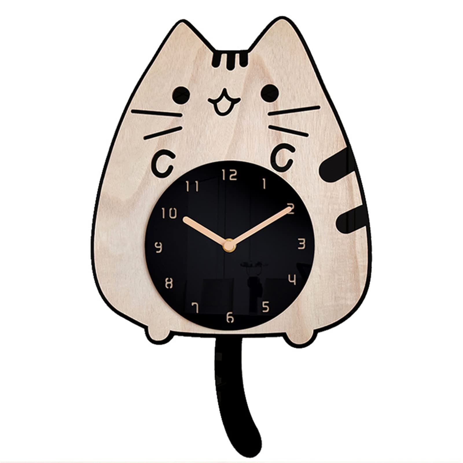 GYH Cat Clock Kids Silent Kawaii Wall Clock 12 Inch Colorful Animal Cute Cartoon Quartz Swing Tail Clock Home Decor for Living Room Bedroom Childrens Room