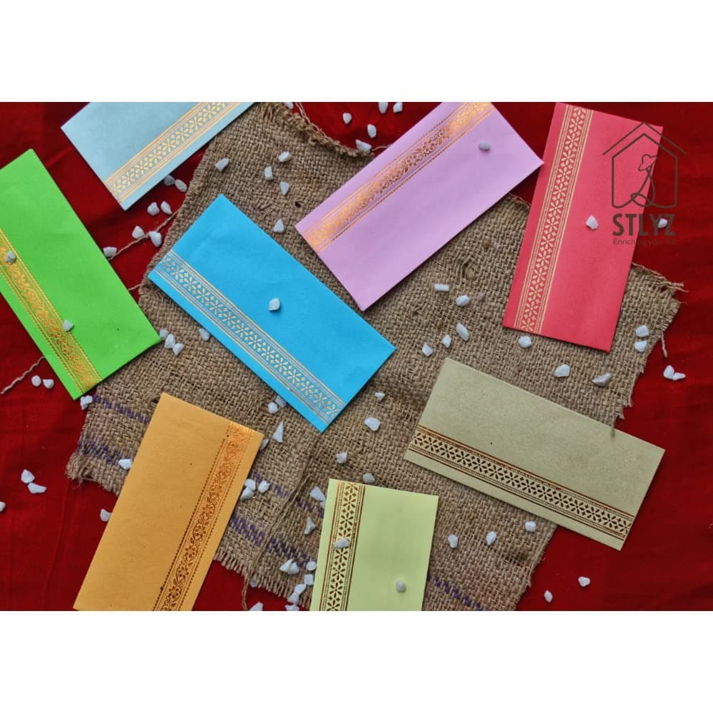 STLYZ Designer Money Envelopes (Pack Of 200) Handmade Printed Shagun Cash Envelope Lifafa for Wedding Marriage Birthday Gift