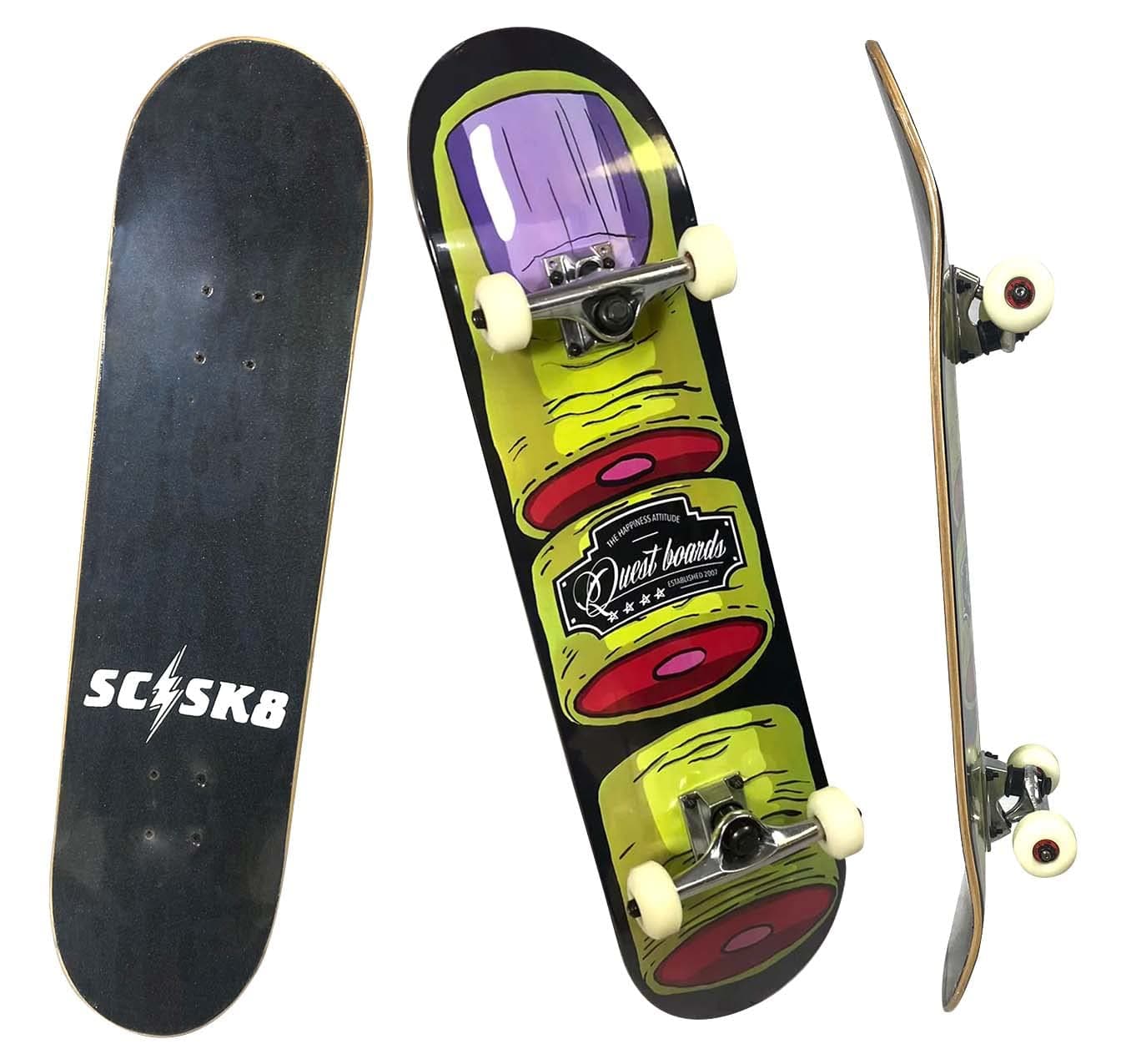 Skateboard for Beginners & Pro | Pre-Assembled Complete Skateboard for Boys, Girls, Kids, Teens, and Adults | 32 Inch 7 Layer Maple (Frank’s Finger)