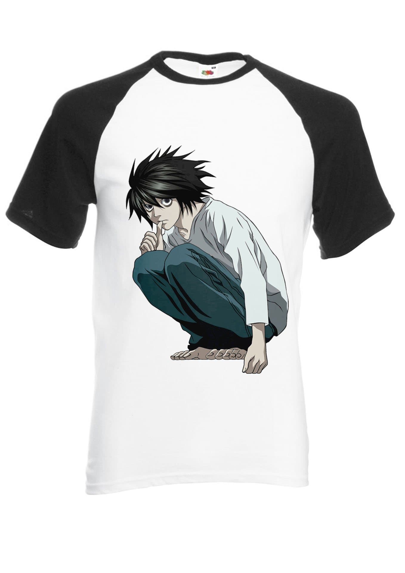 Japanese Anime L Desu Nôto Death Note NOTO Black/White Men Women Unisex Shirt Sleeve Baseball T Shirt