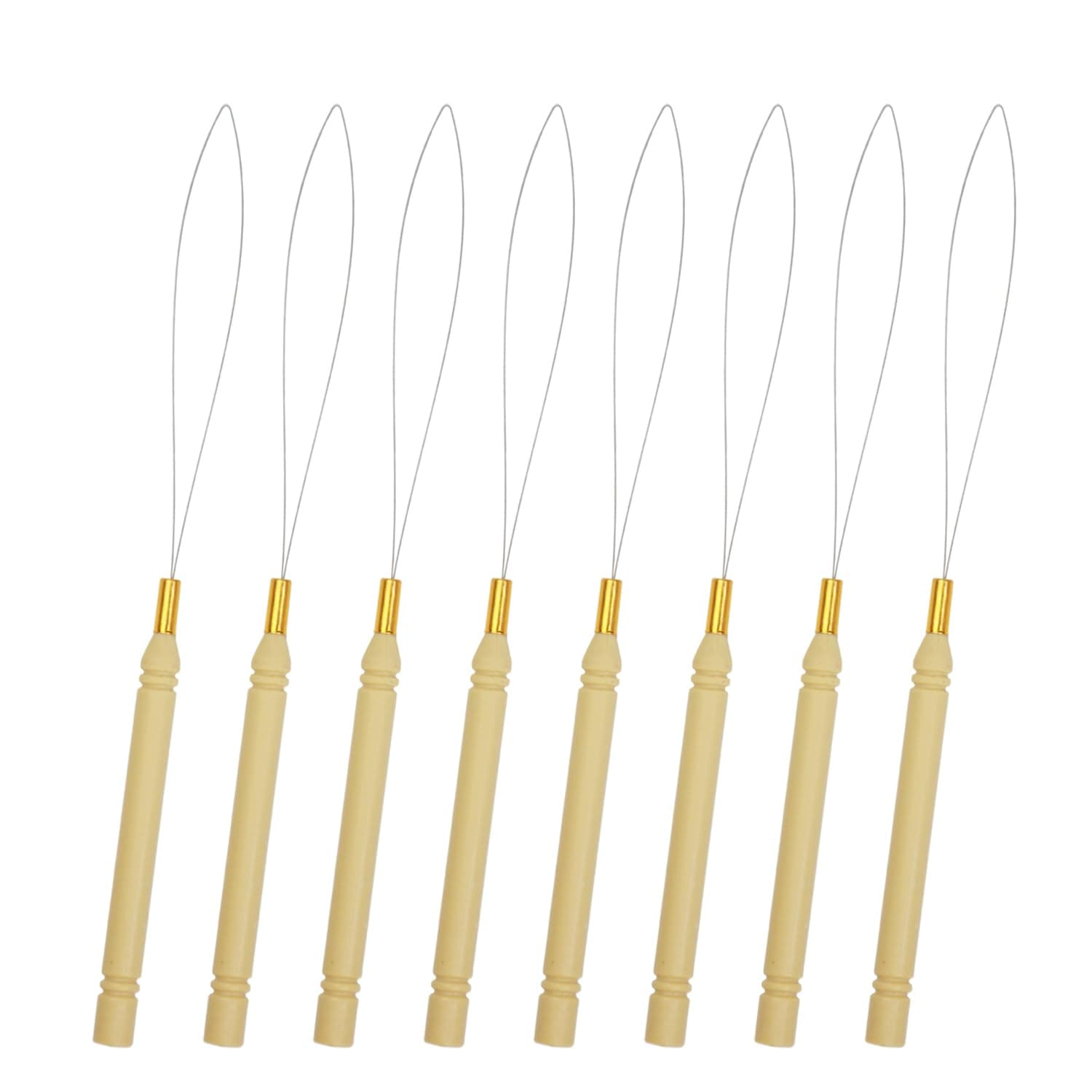 8 Pcs Hair Extension Loop Threader Pulling Hook Tools Micro Loop Nano Beads Device Tool Needle Threader Tool for Hair Extensions or Feather Extensions